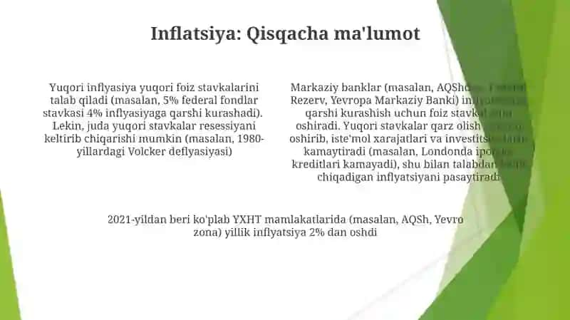 Infliyatsiya va foiz stavkalar o'rasida bog'liqlik 4