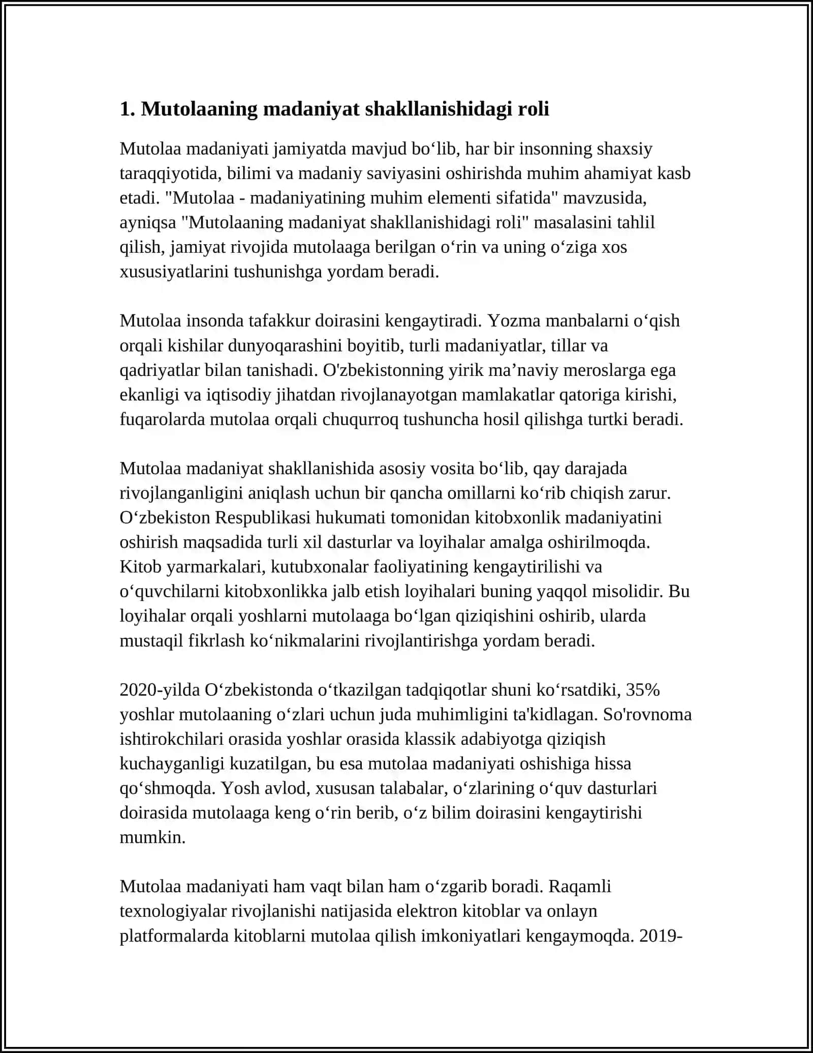 MUTOLAA - MADANIYATINING MUHIM ELEMENTI SIFATIDA 4