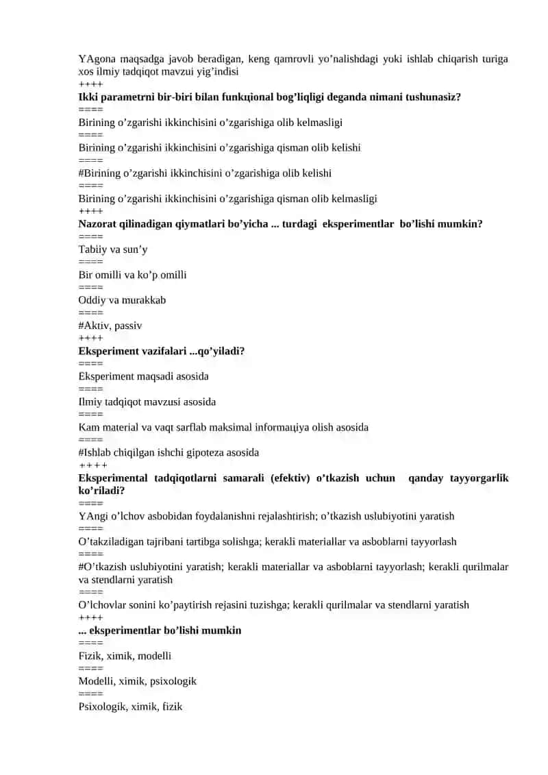Ilmiy tadqiqot metodologiyasi fanidan YaN test. 4
