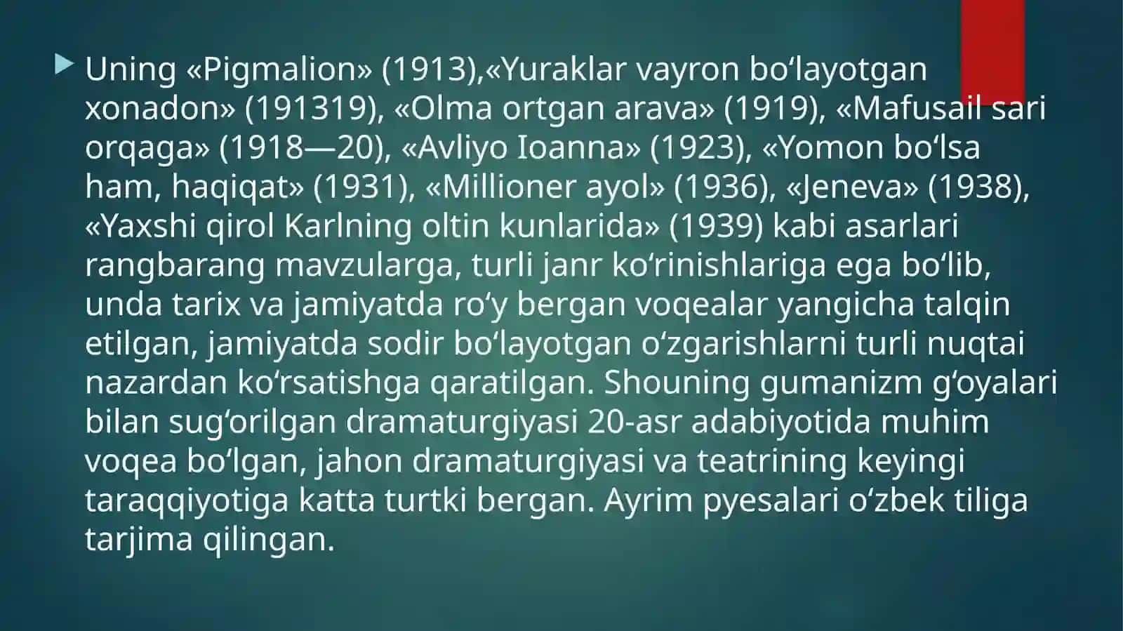 Bernard Shou dramaturgiyasi 4