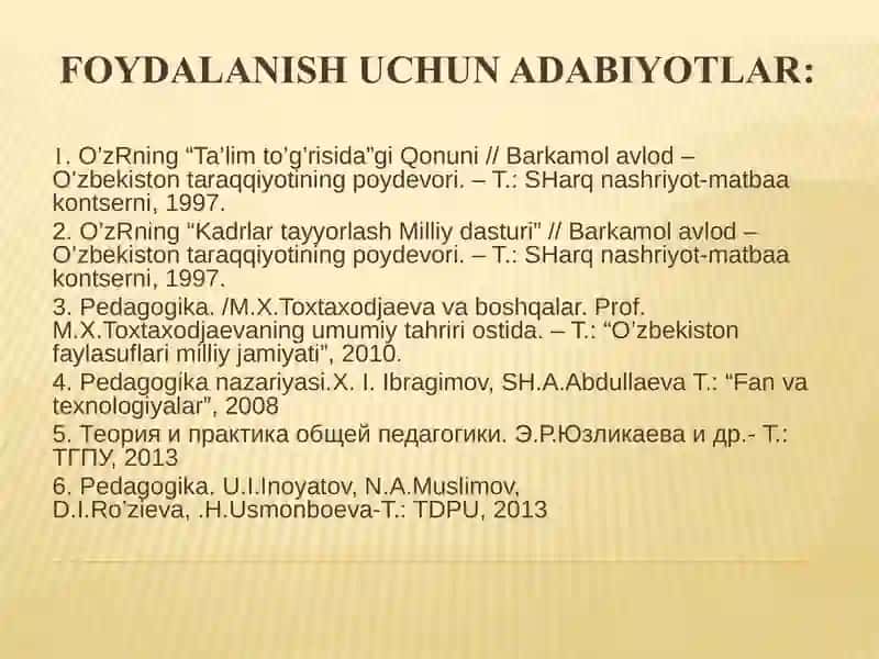 DIDAKTIKA – PEDAGOGIK TA’LIM NAZARIYASI 4