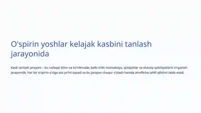 O'spirinlik davri va kasbga yo'naltirish: Yoshlarning kelajagini shakllantirish 4