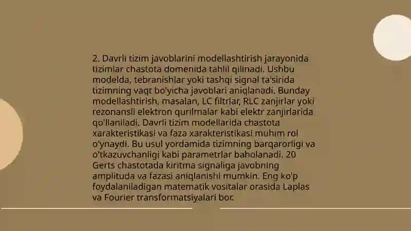 Chiziqli Tizimlarni Tahlil Qilish 4