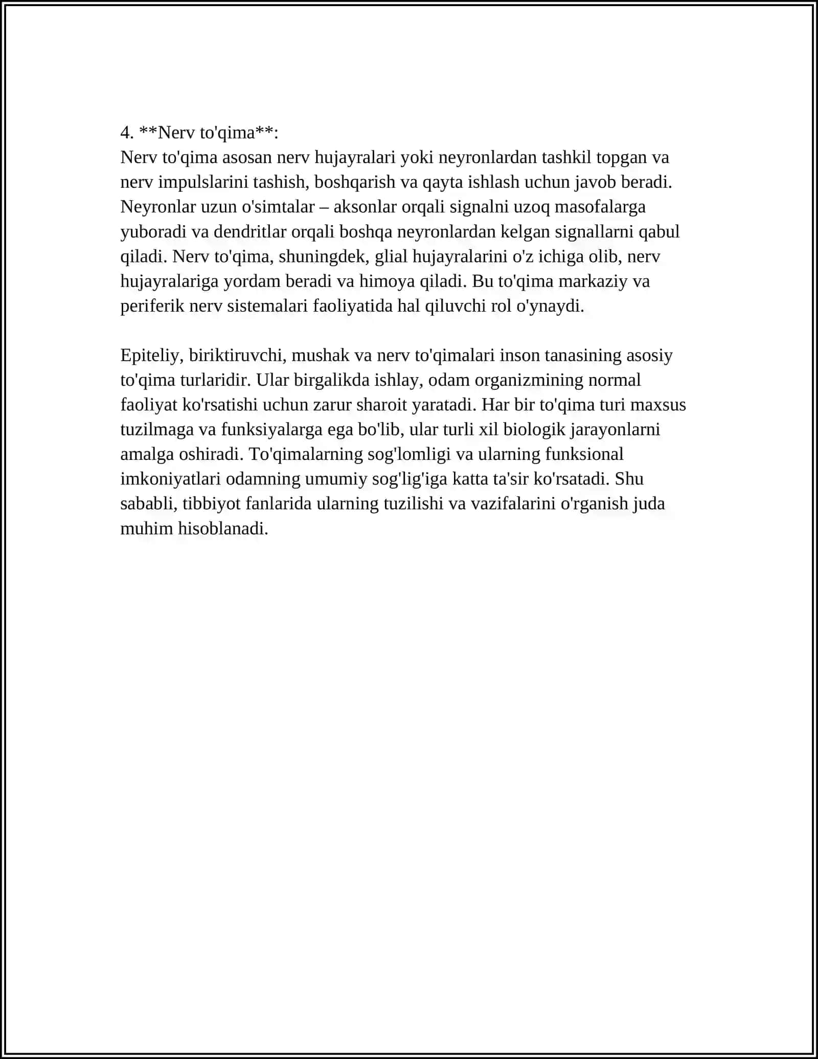 Odam organizmida to'qimalar 4