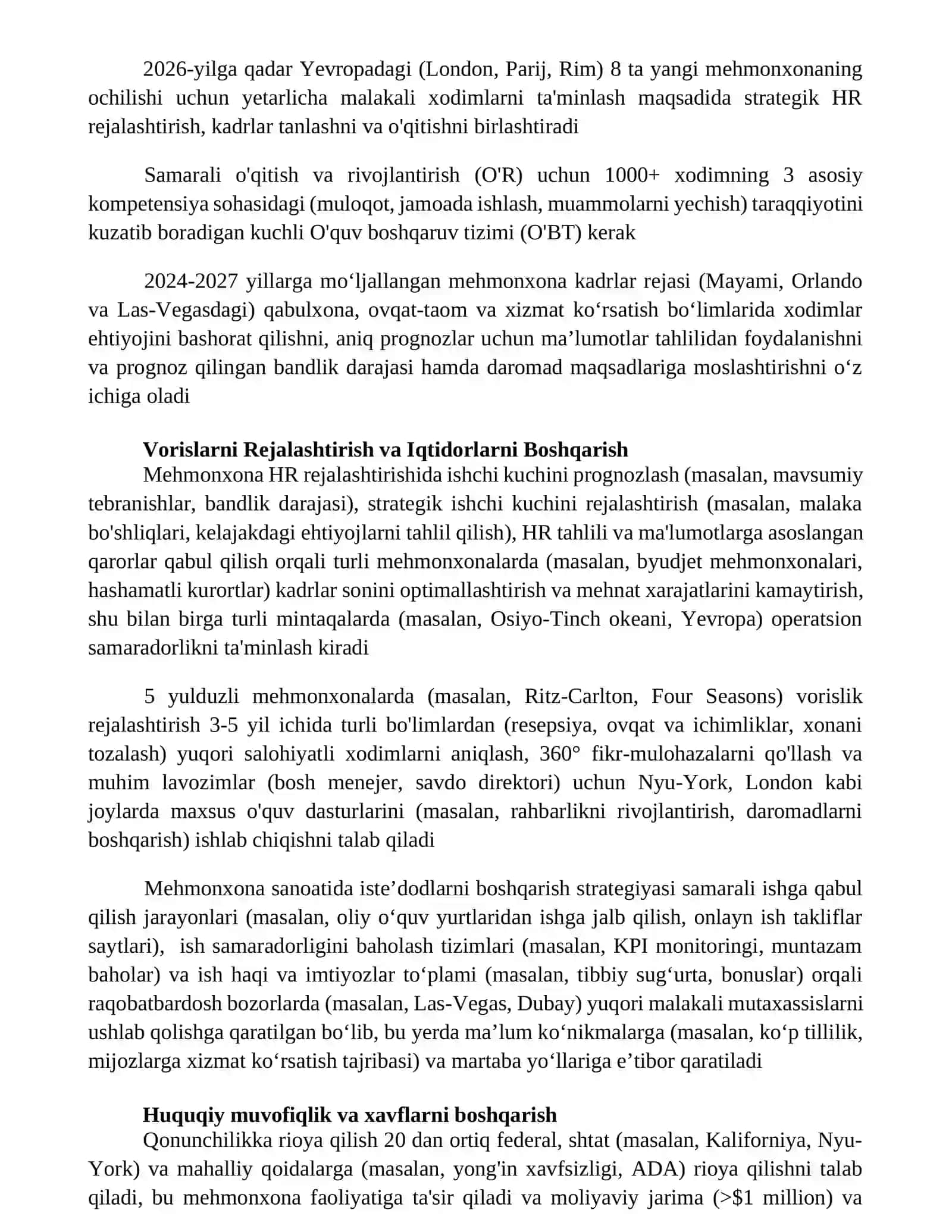 Mehmonxonada inson resurslarini rejalashtirish 4