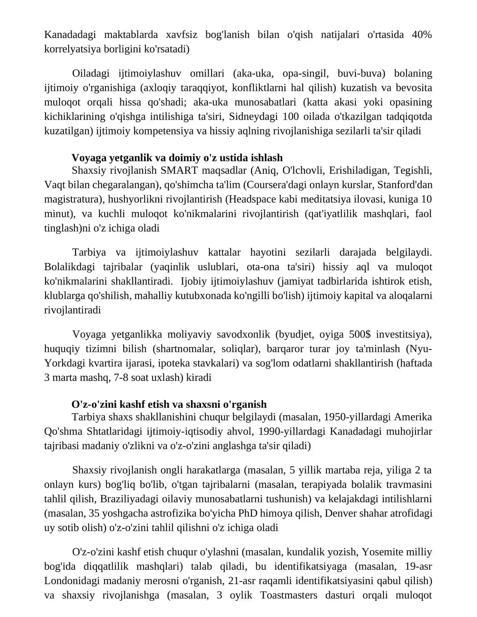 Shaxsiy rivojlanish tarbiyasi 4