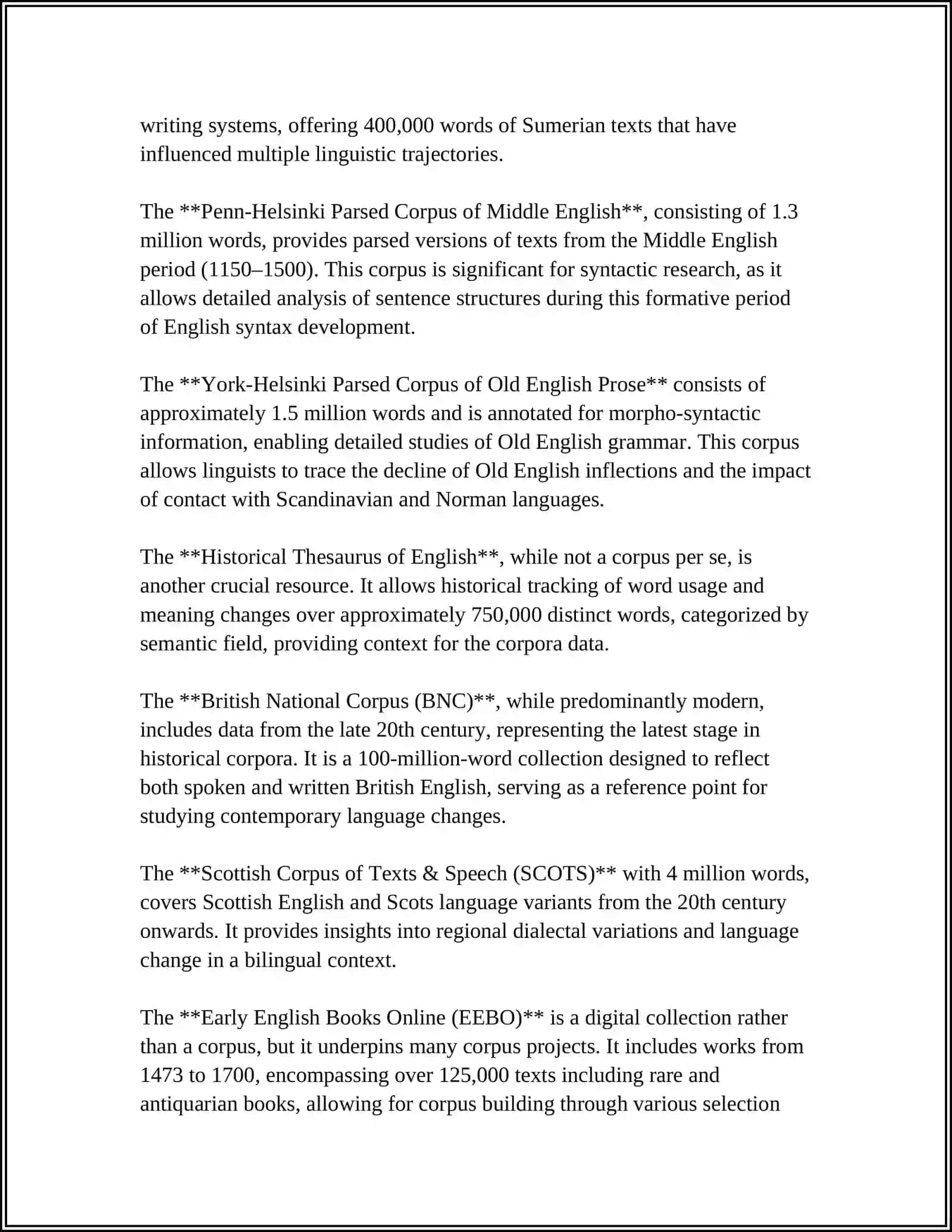 Historical Corpora in the English Language 4