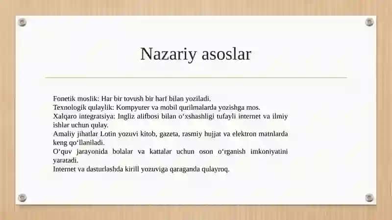 Lotin yozuviga asoslangan O'zbek alifbosi 4