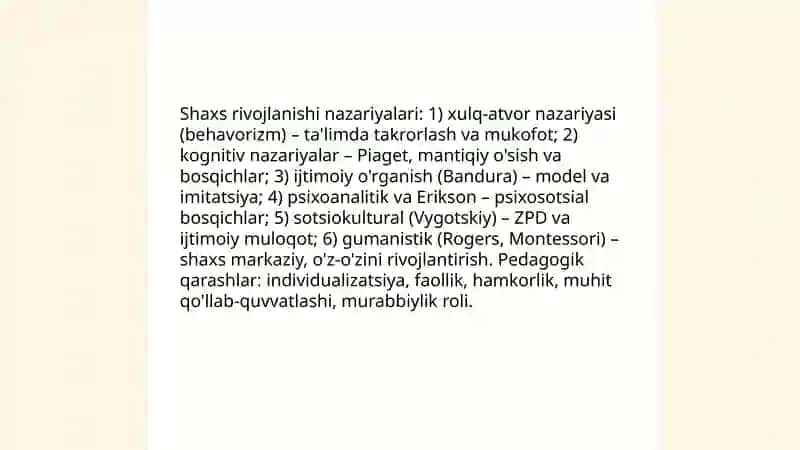 Shaxs Tarbiyasi va Rivojlanishi 4