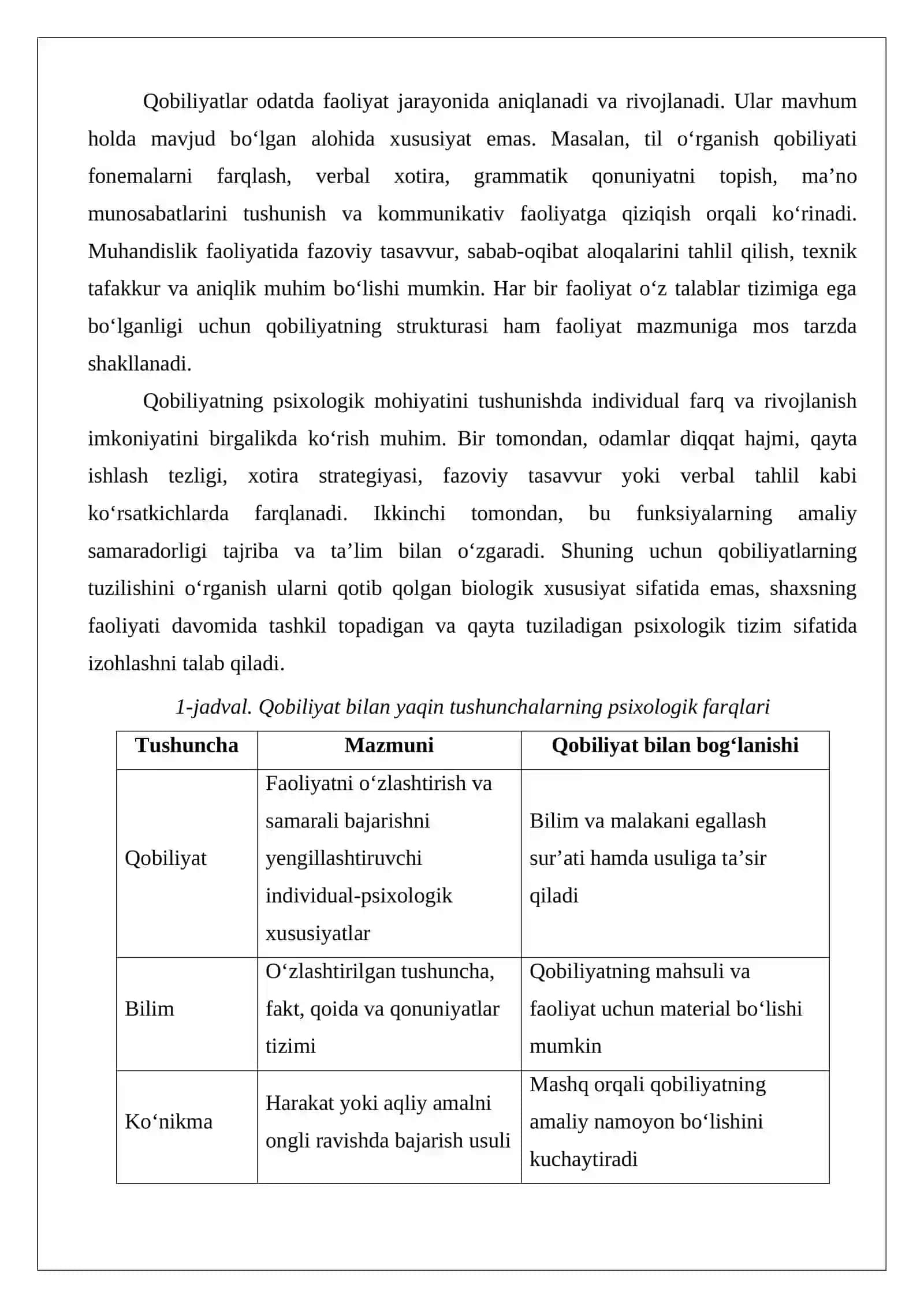 Qobiliyatlarning psixologik strukturasi 4