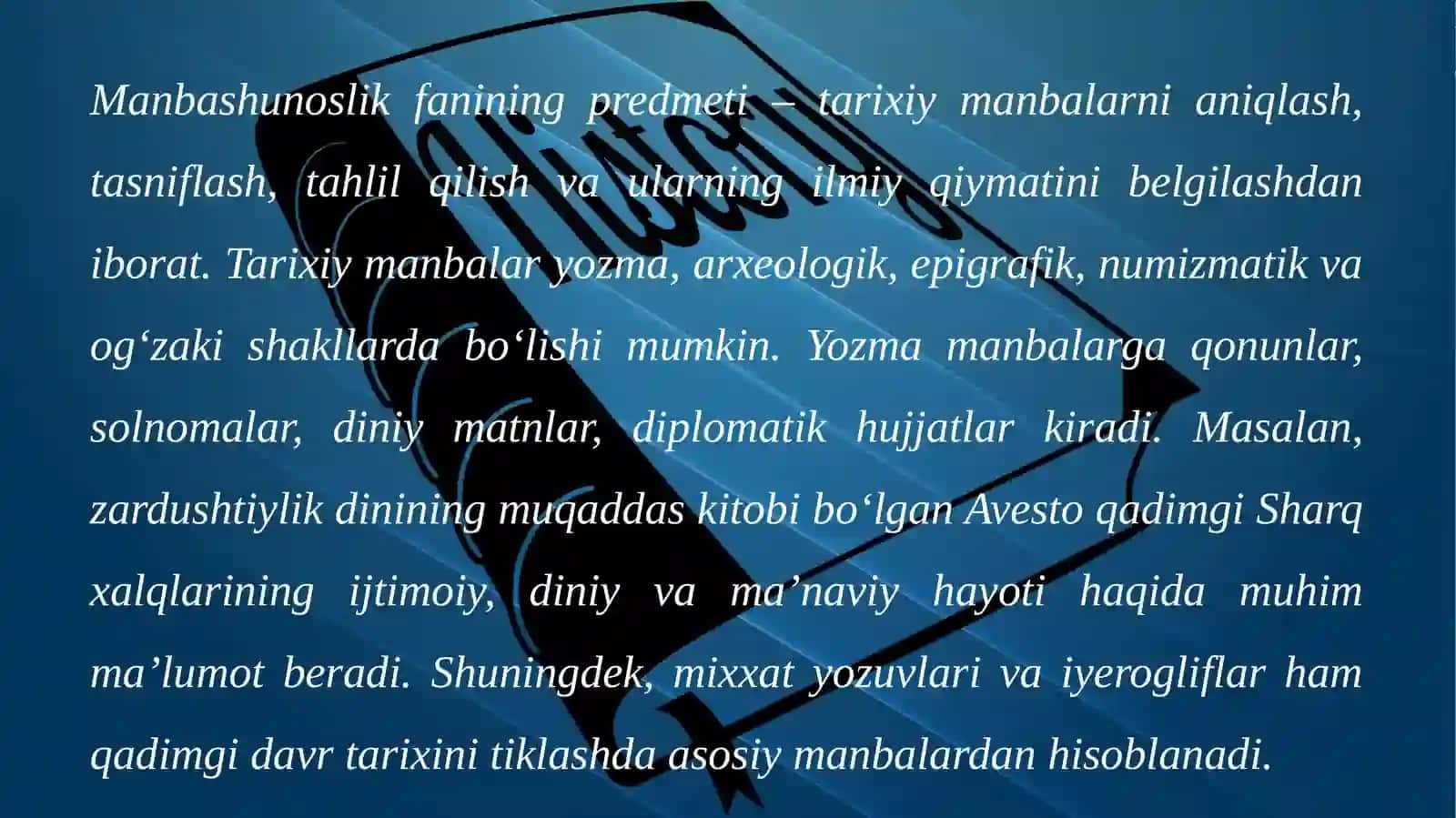 QADIMGI SHARQ TARIXI MANBASHUNOSLIGI 4