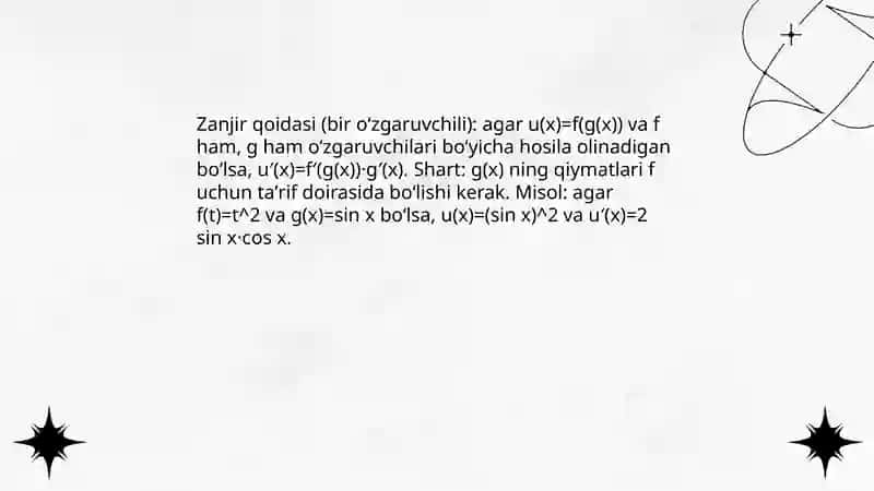 Murakkab va teskari funksiya hosilalari 4