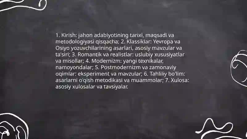 Jahon adiblari adabiyoti haqida 4