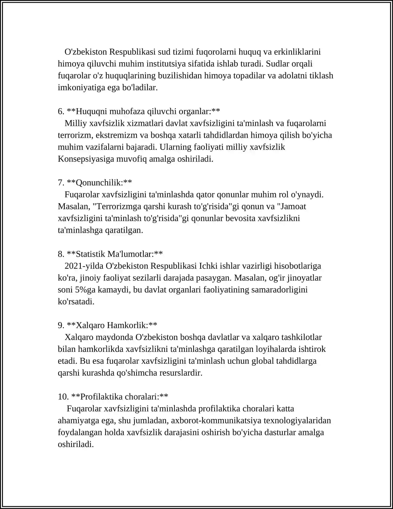 FUQORO MUHOFAZASI BO'YICHA QUBUL QILINGA HUQUQIY MEYORLAR HUJATLAR MOHIYATI 4