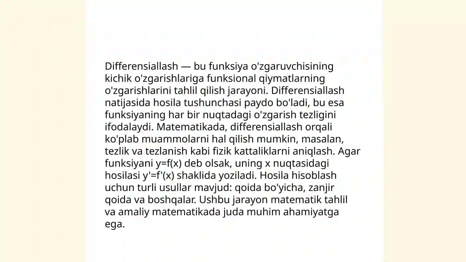 Funksiya hosilasi asoslari 4