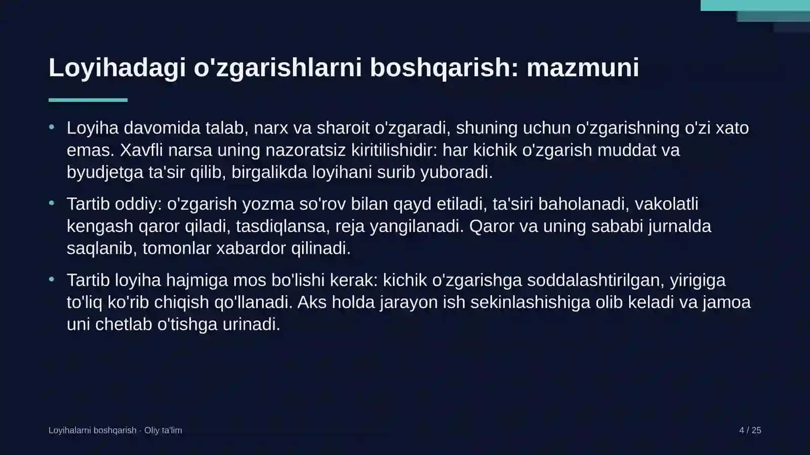 mineral o'g'itlar ishlab chiqarishda loyihadagi o'zgarishlarni boshqarish 2118 4