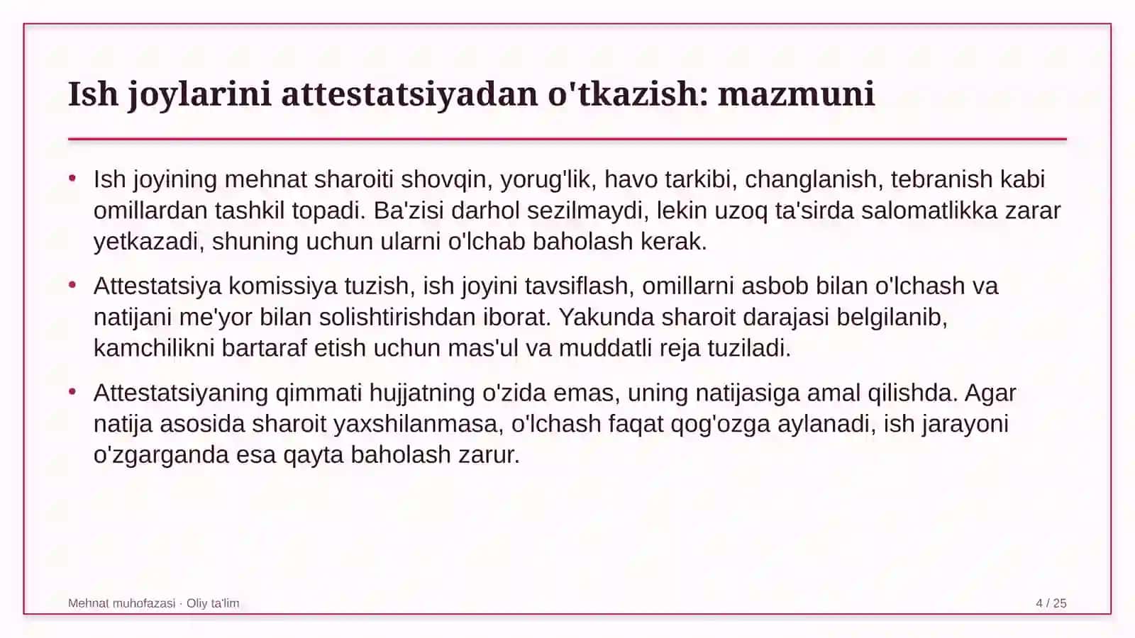 bolalar sog'lomlashtirish oromgohlarida ish joylarini attestatsiyadan o'tkazish 4592 4