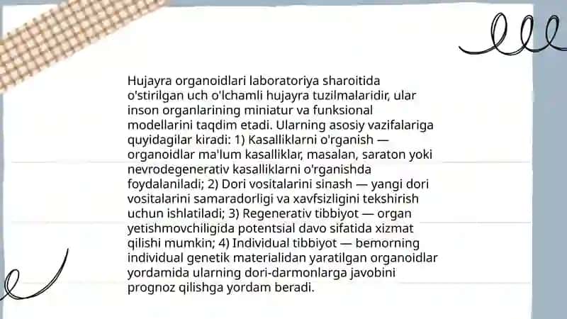 Hujayra organoidlarining funksiyalari 4