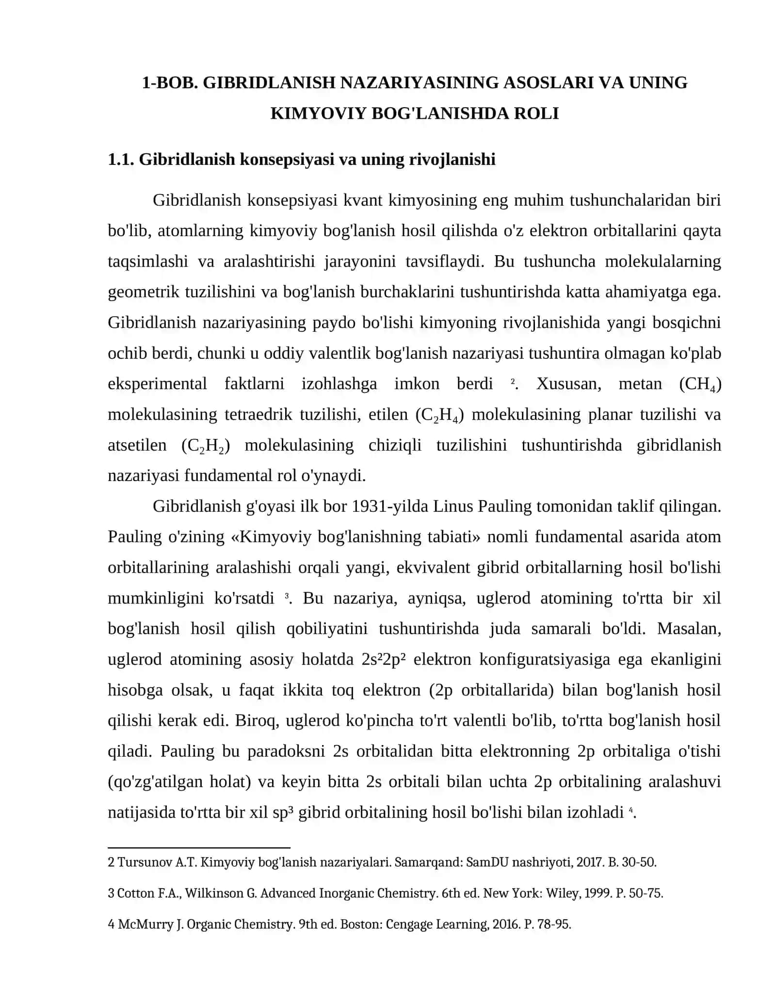 GIBRIDLANISH VA MOLEKULYAR ORBITALLAR NAZARIYASINING AHAMIYATI 4