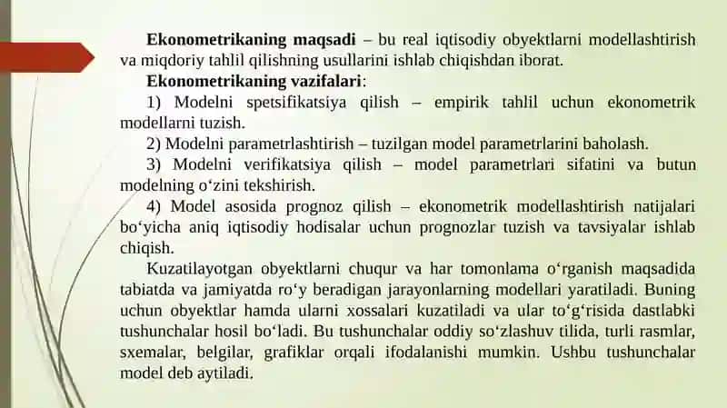 Ekonometrik Modellarni oʻrganish asoslari 4