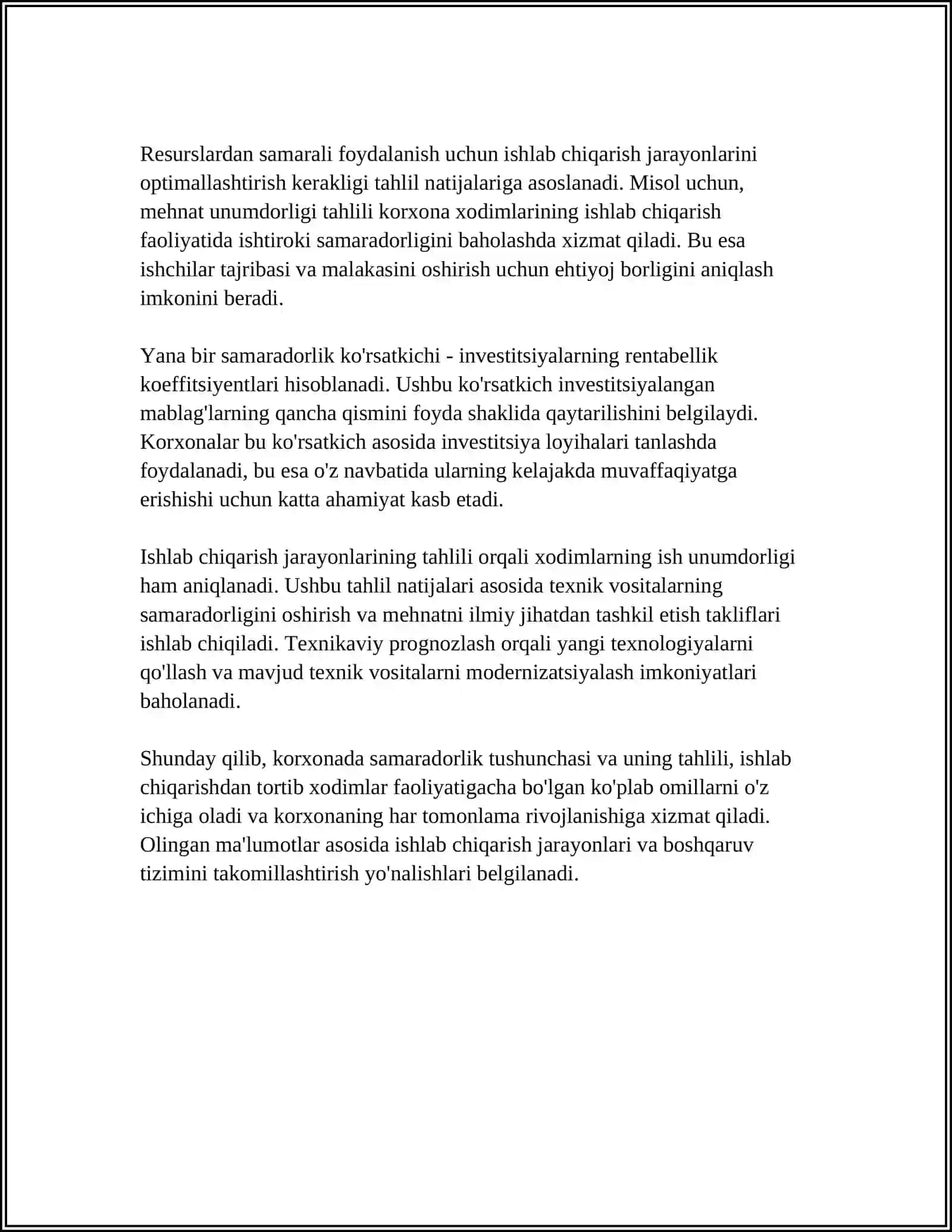 KORXONADA SAMARADORLIKNI BAHOLASH TAHLILI 4