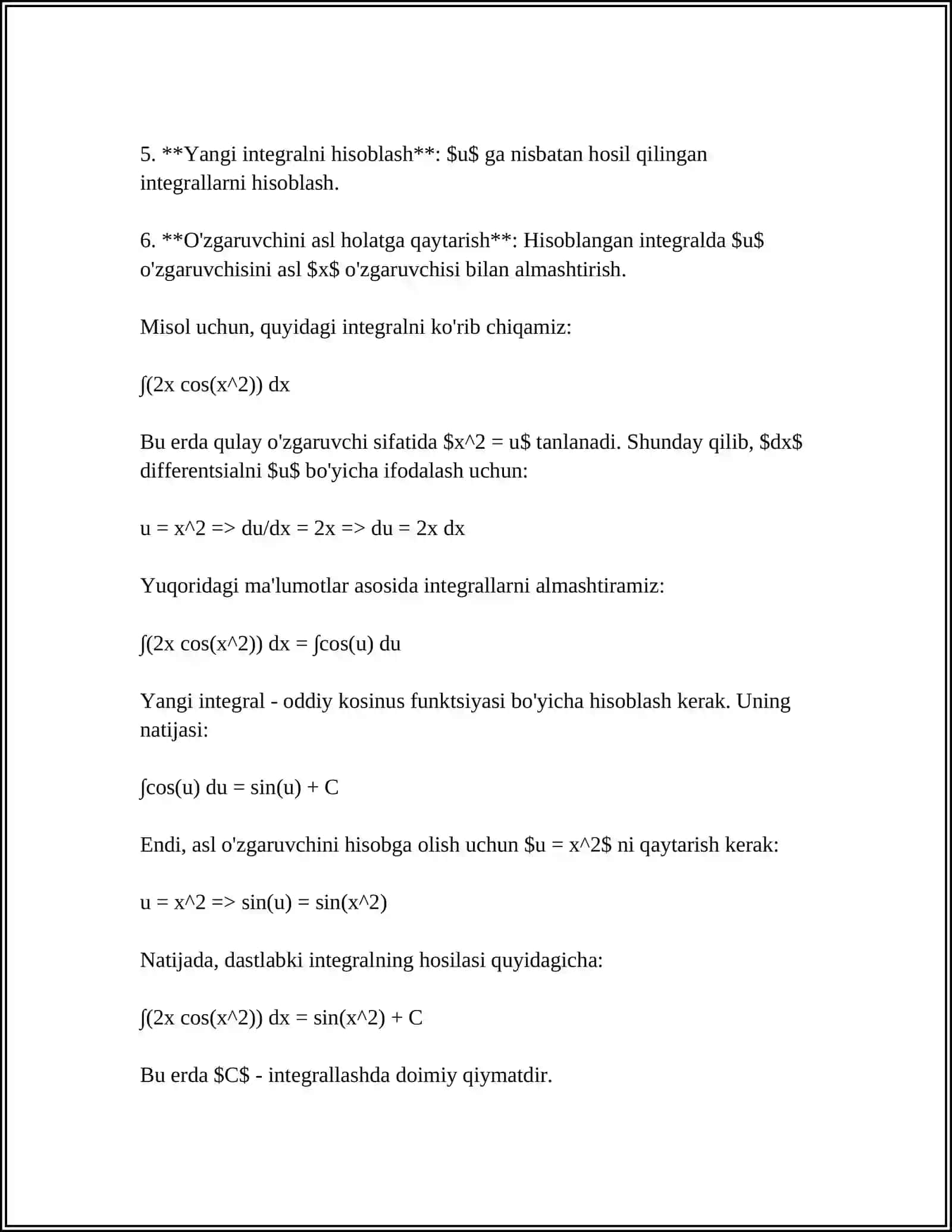 INTEGRALLASH USULLARI 4