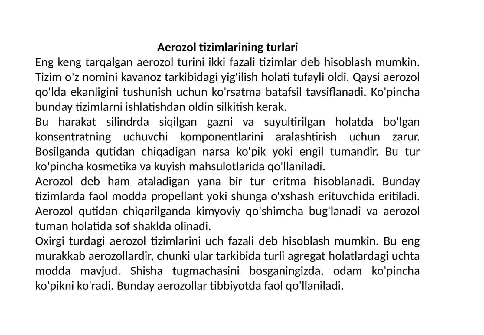 Aerozolning Hosil Bo'lishi va Olinish Usullari 4