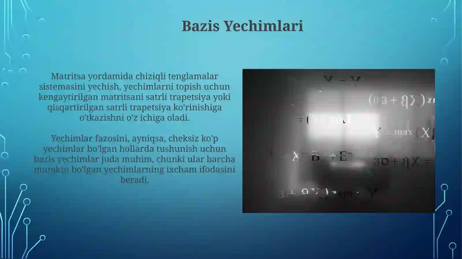 Chiziqlitenglamalarsistemasinimatritsalarusulidayechish 4
