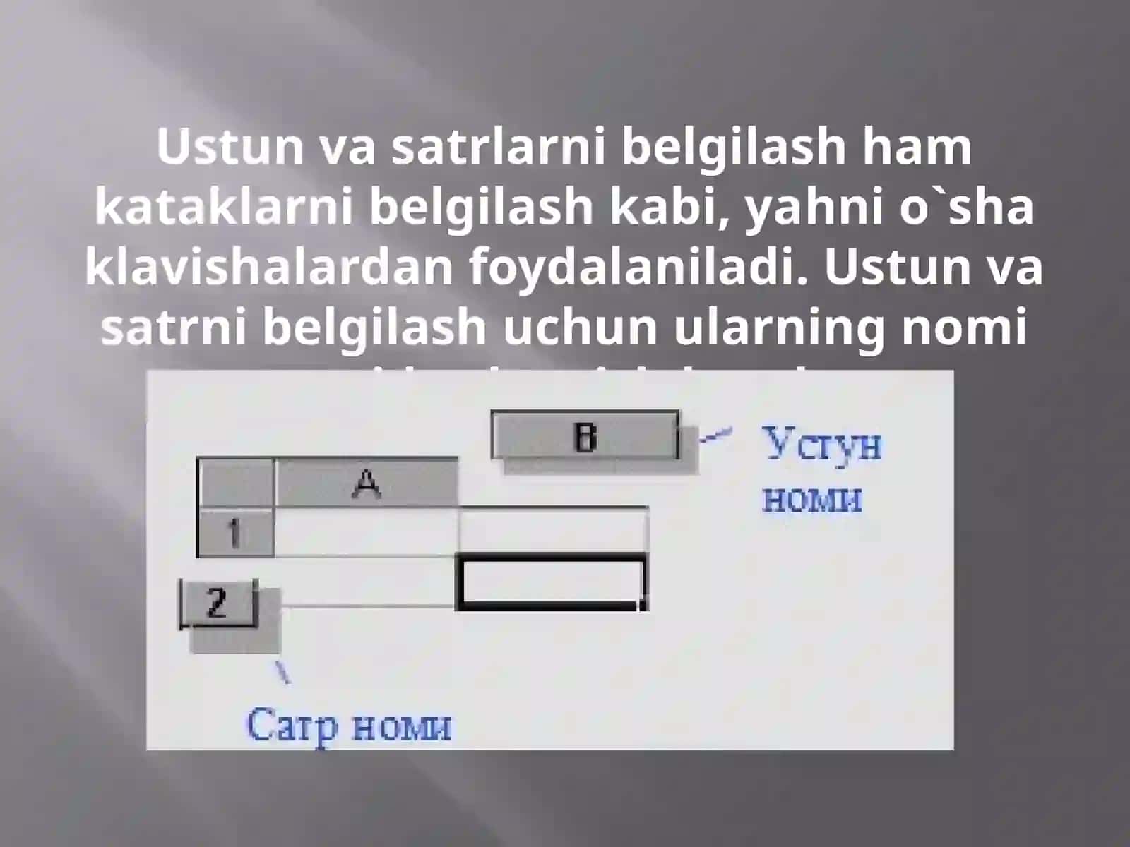 MICROSOFT EXCEL dasturi haqida umumiy ma`lumotlar 4