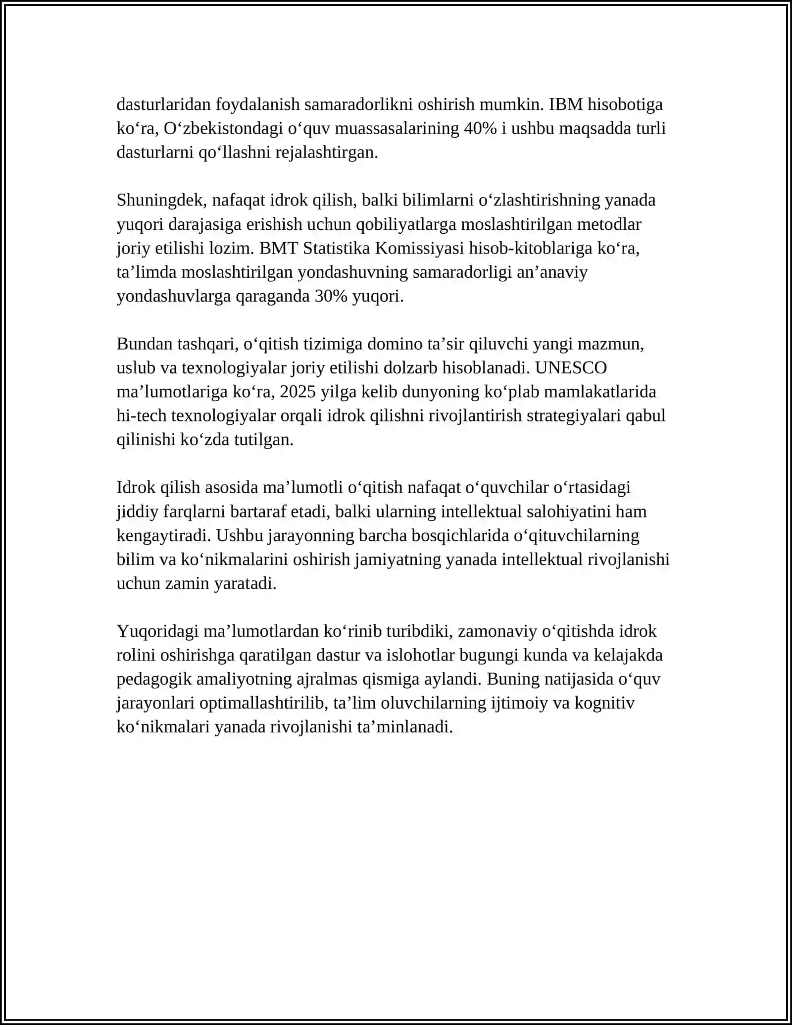 O‘ZBEKISTON RESPUBLIKASI OLIY TA’LIM FAN VA INNOVATSIYA VAZIRLIGI 4