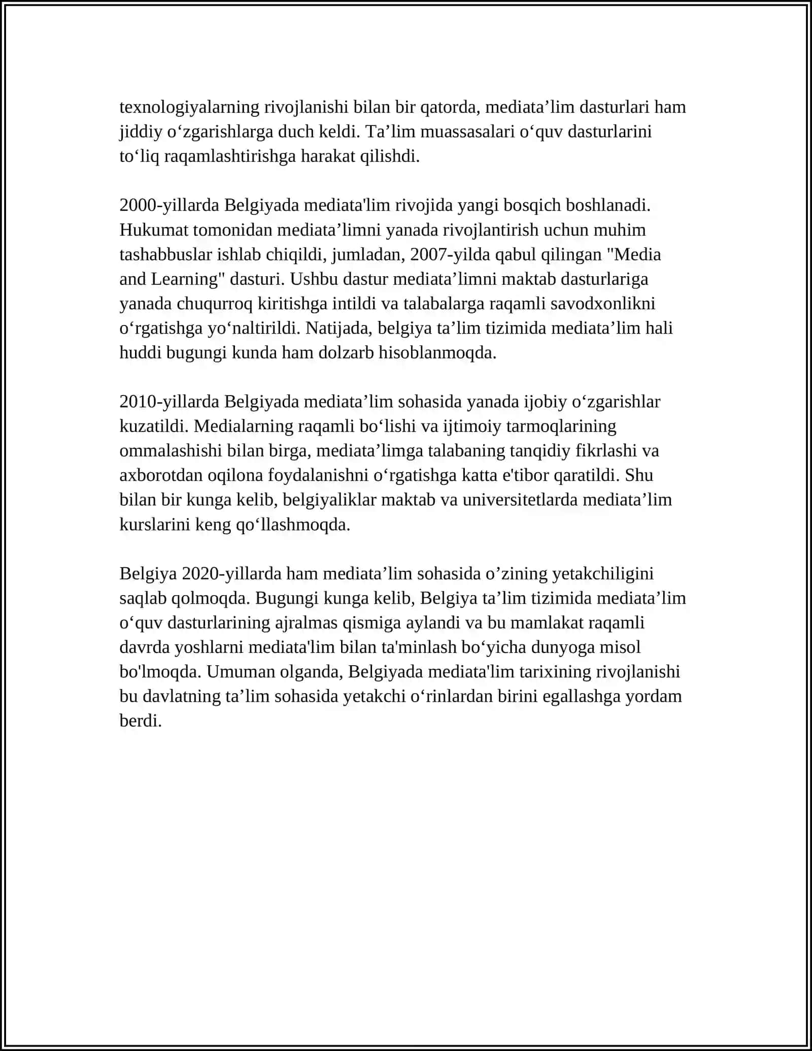 BELGIYA, GERMANIYA,SHVETSARIYA, SKANDINAVIYA DAVLATLARIDA MEDIATAʼLIM 4