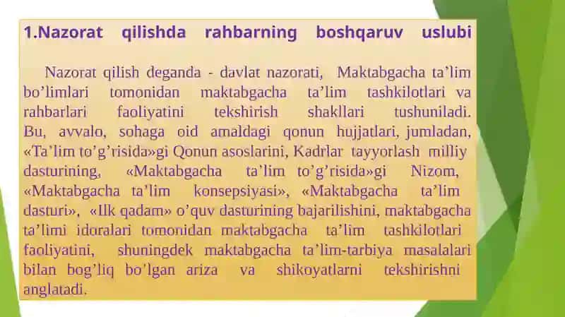 Nazorat qilishning usul va uslublari 4