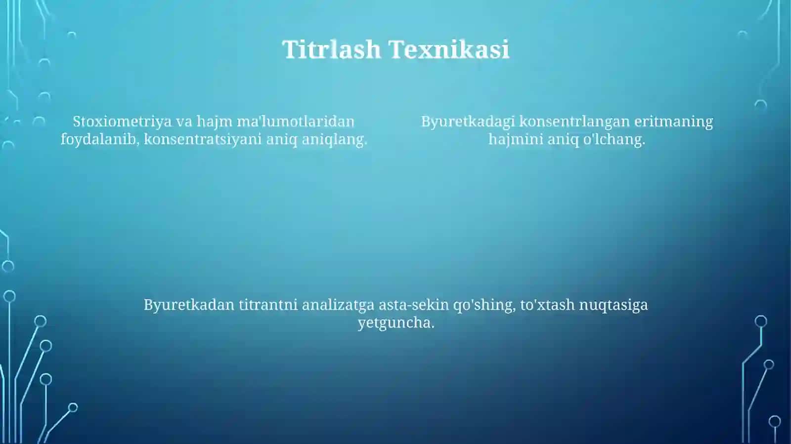 Byuretkaqurilasidanfoydalanibkonsentrlanaganeritmalartayyorlash 4
