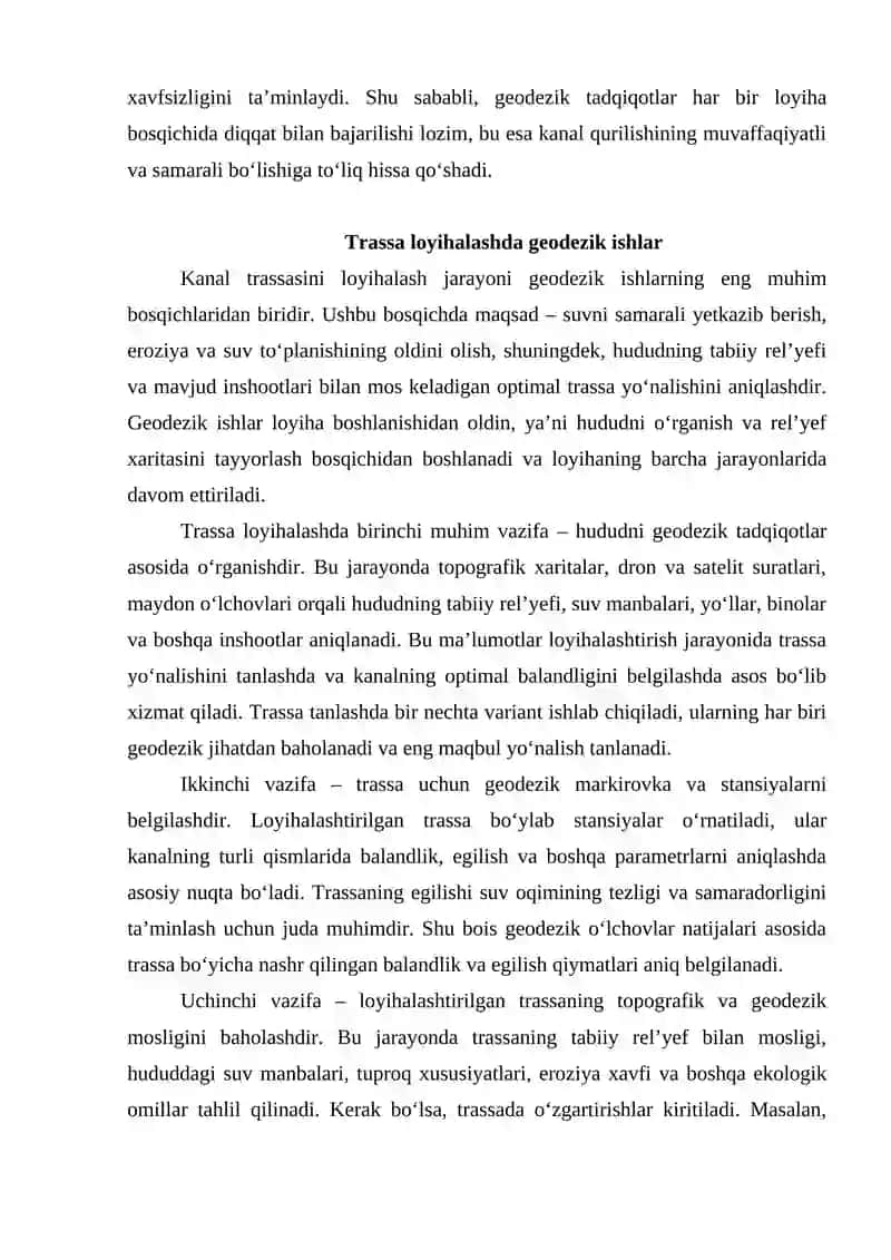 Kanal trassasining geodezik asosi 4