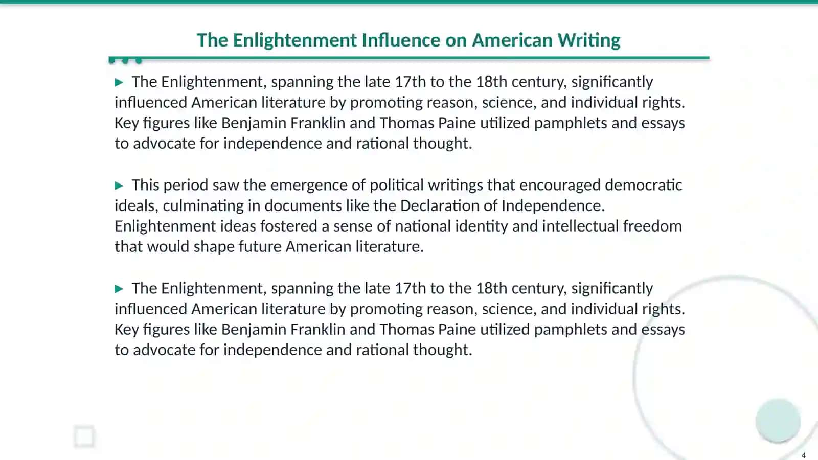 American literary periods and its leading trends 4