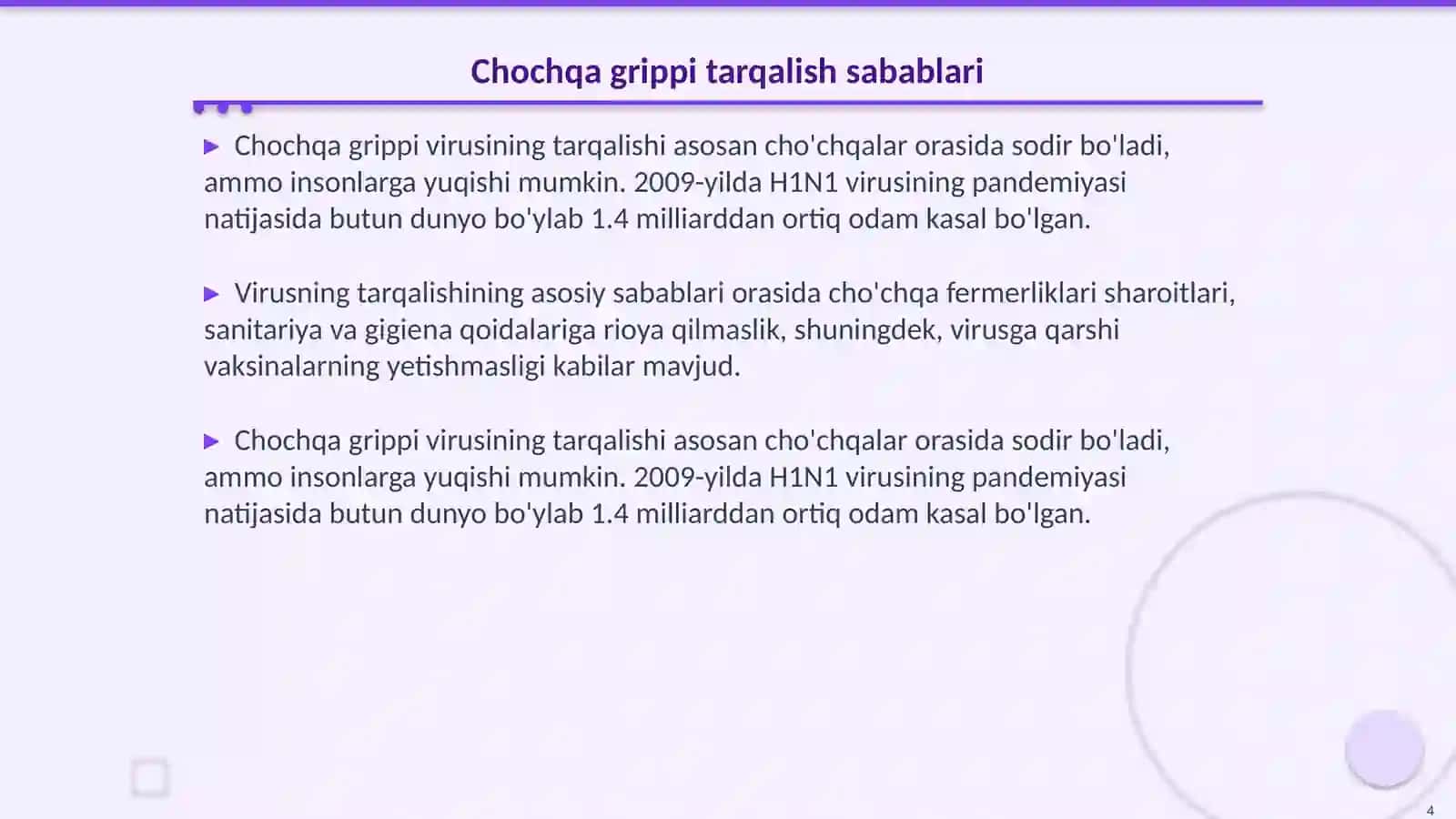 Parranda va chochqa grippi va uning xozirgi muammolari 4