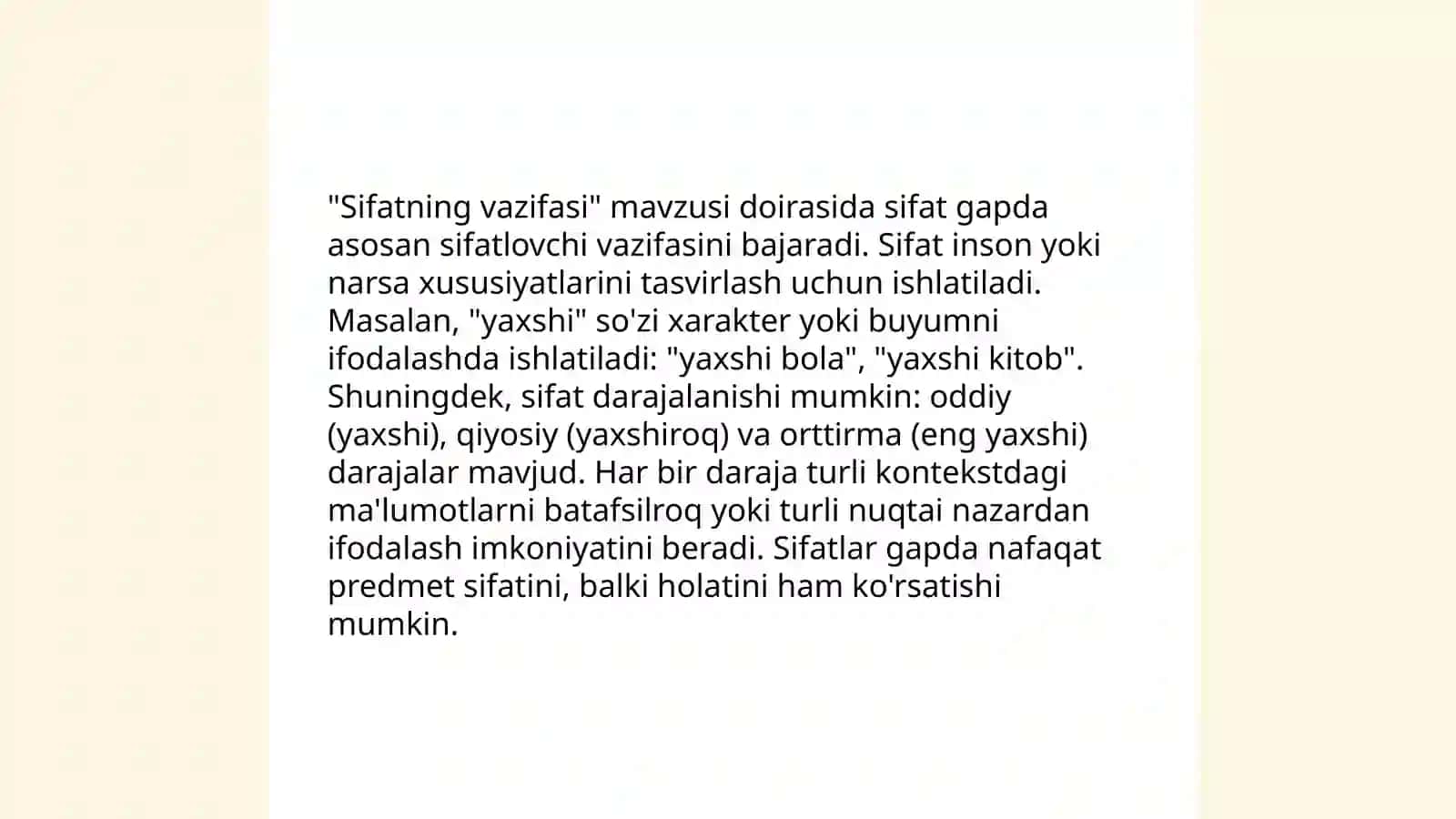 Sifat so'z turkumi 4