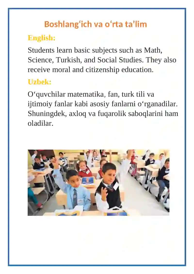 Introduction to Turkey’s Education System / Turkiya ta’lim tizimiga kirish 4