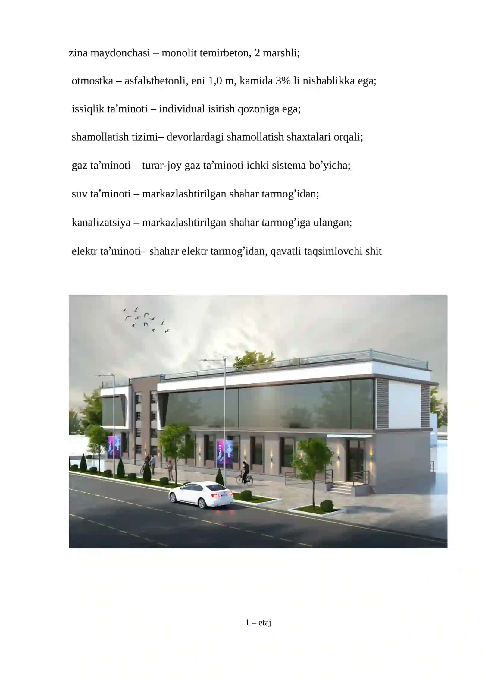 Biznes markaz binosi arxitektaviy loyihasi Tushuntirish xati. Пояснительная записка 4