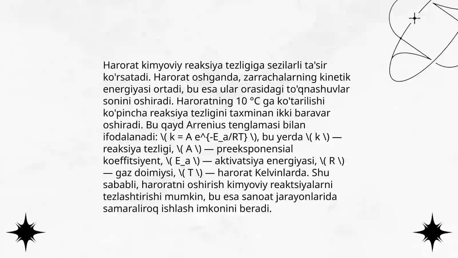 Haroratning tezlik konstantasiga ta'siri 4