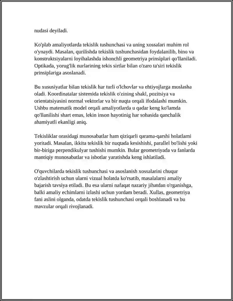 TEKISLIK VA TEKISLIK TENGLAMALARI 4