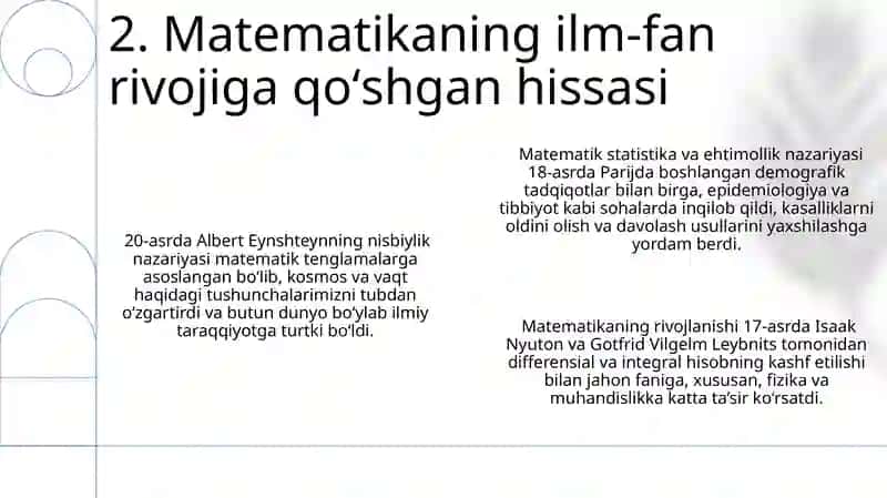 Matematika fanining dunyo madaniyati va tarixida tutgan o'rni 4