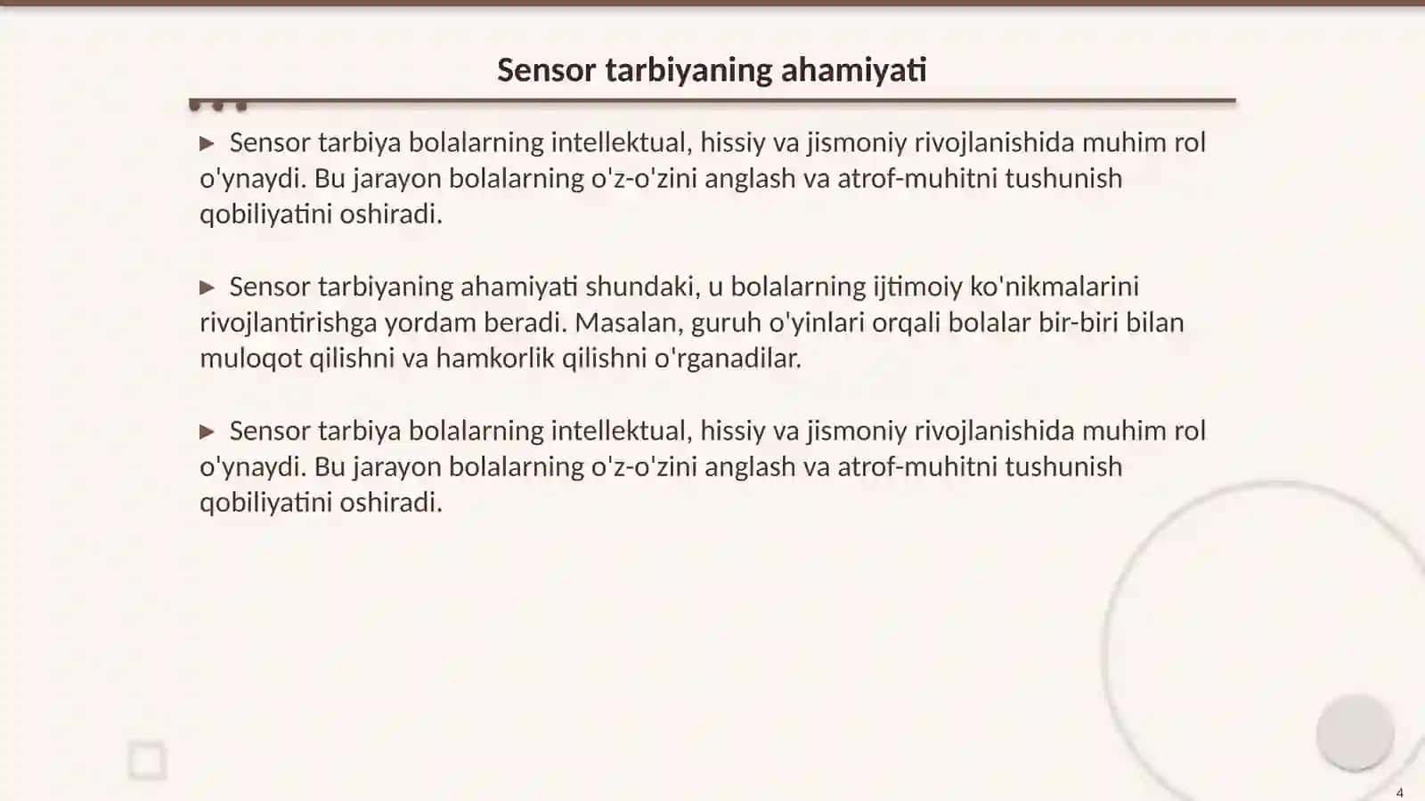 Sensor tarbiyaning mohiyati 4