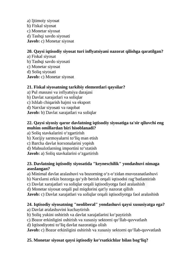 Iqtisodiy siyosatga kirish 4