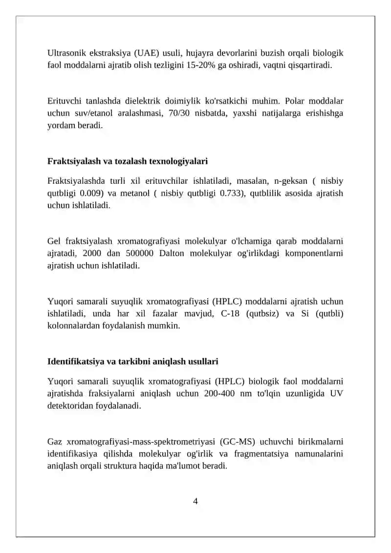 Mahalliy o'simliklardan biologik faol moddalar 4