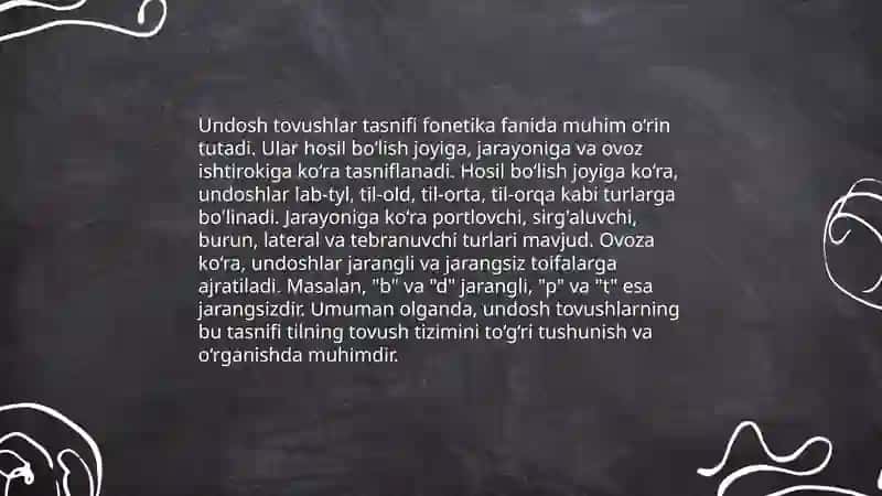 Undosh tovushlar tasnifi 4