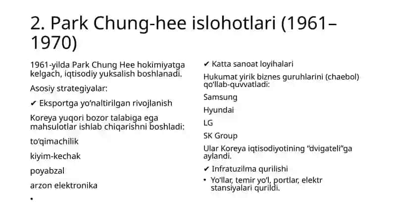 Janubiy Koreyaning iqtisodiy rivojlanishi 4