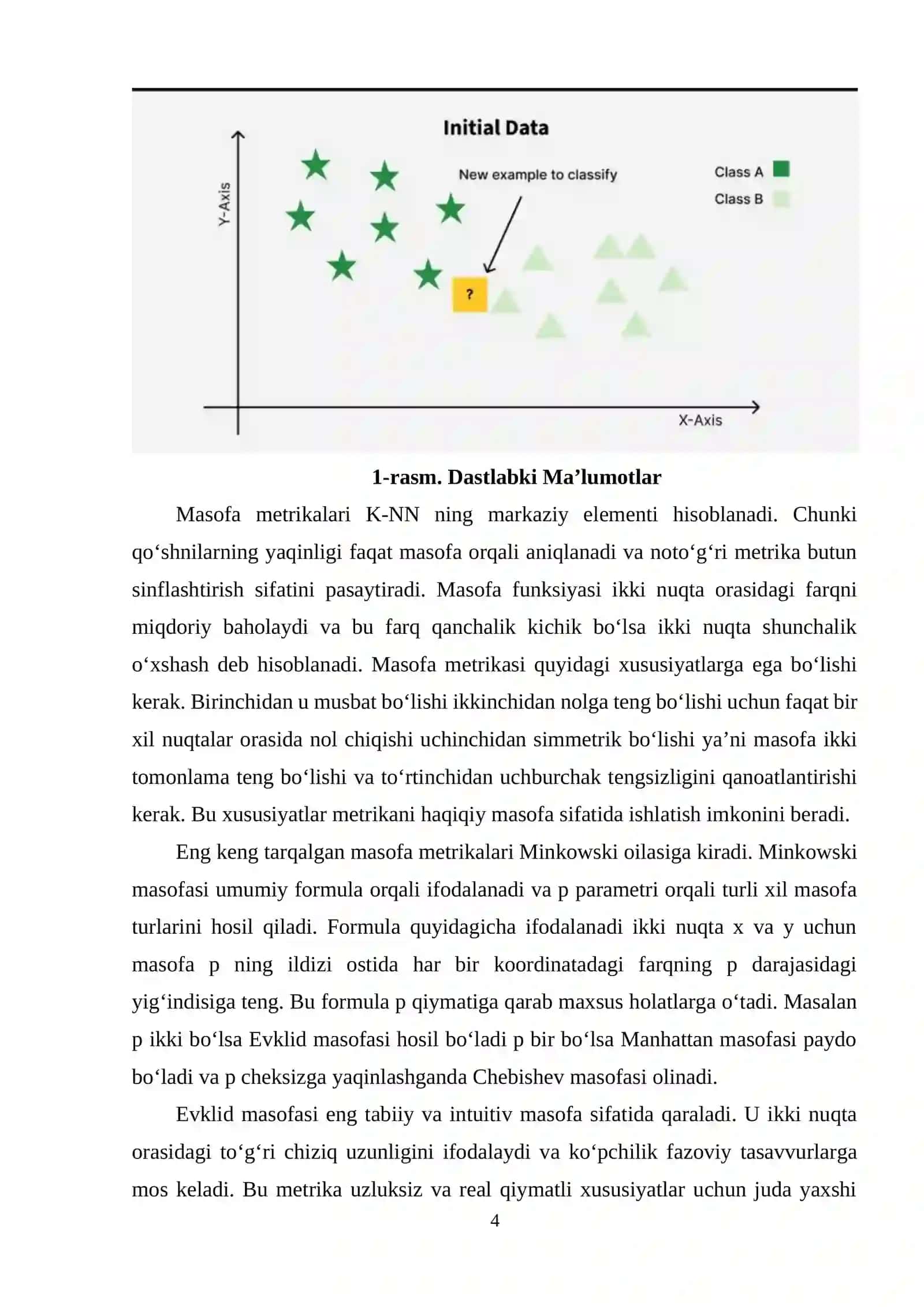 K-NN algoritmining masofa metrikalari (Euclidean, Manhattan) 4