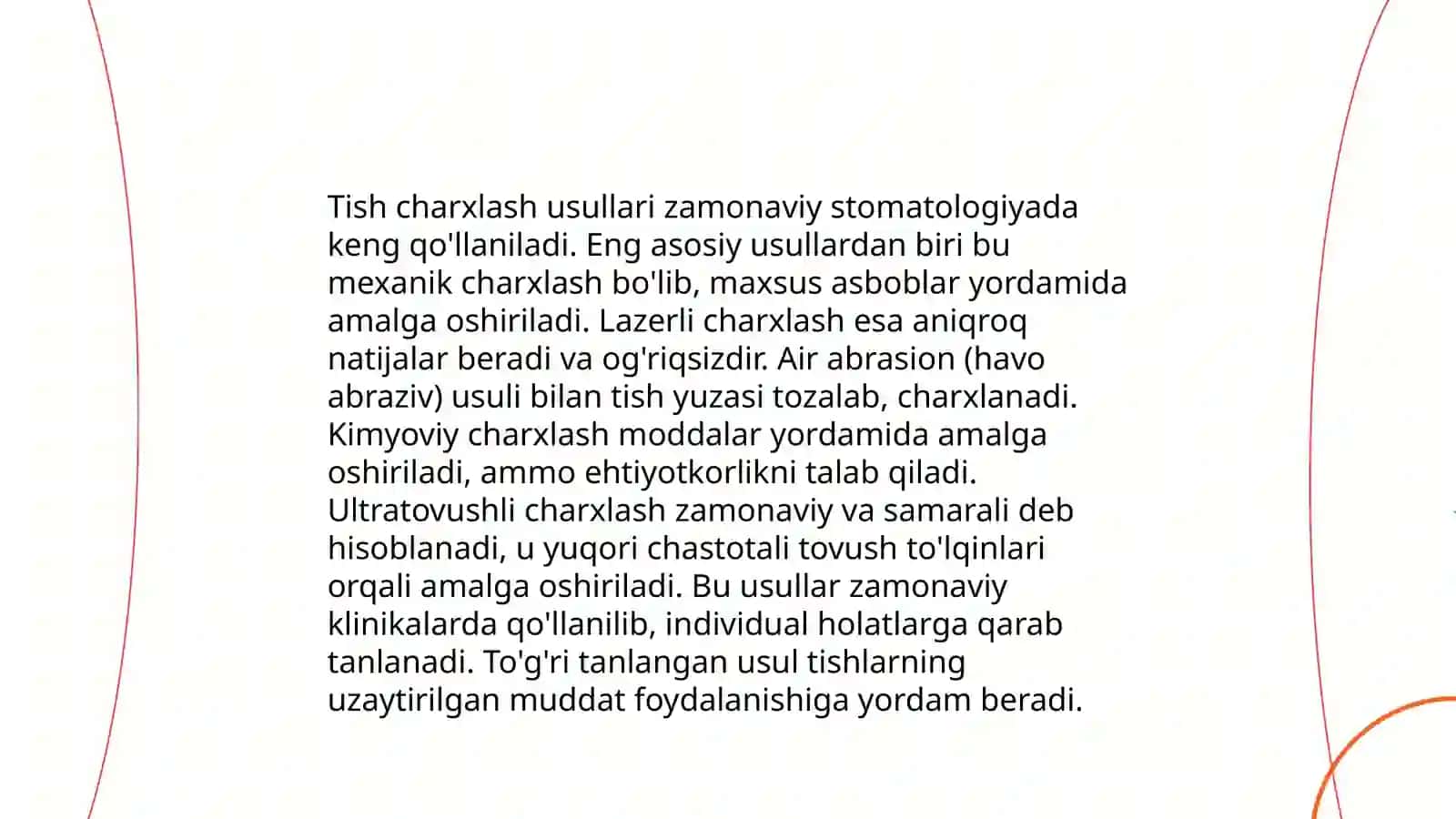 Tish to'qimalarini charxlash tamoyillari 4