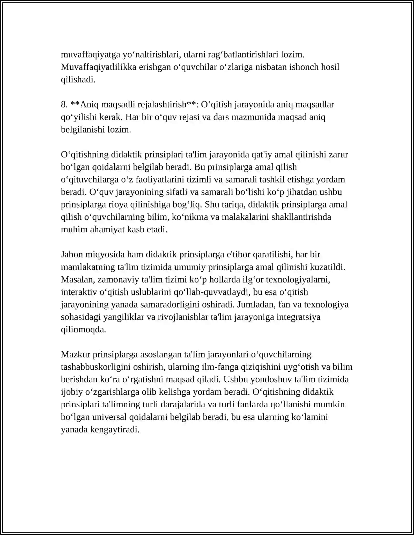 O‘QITISH PRINSIPLARI VA QONUNIYATLARI 4